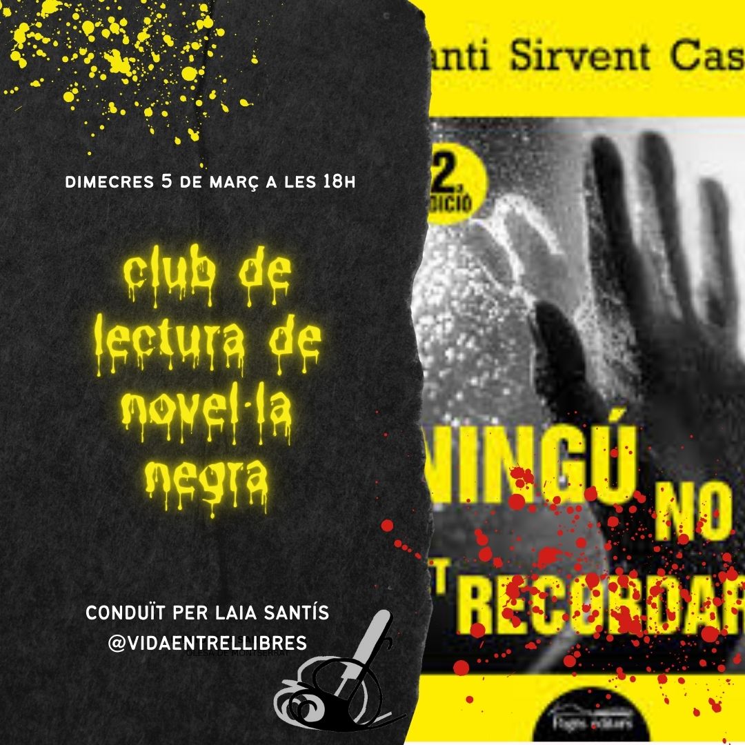 Cartell de club de lectura de novela negra del mes de març de 2025