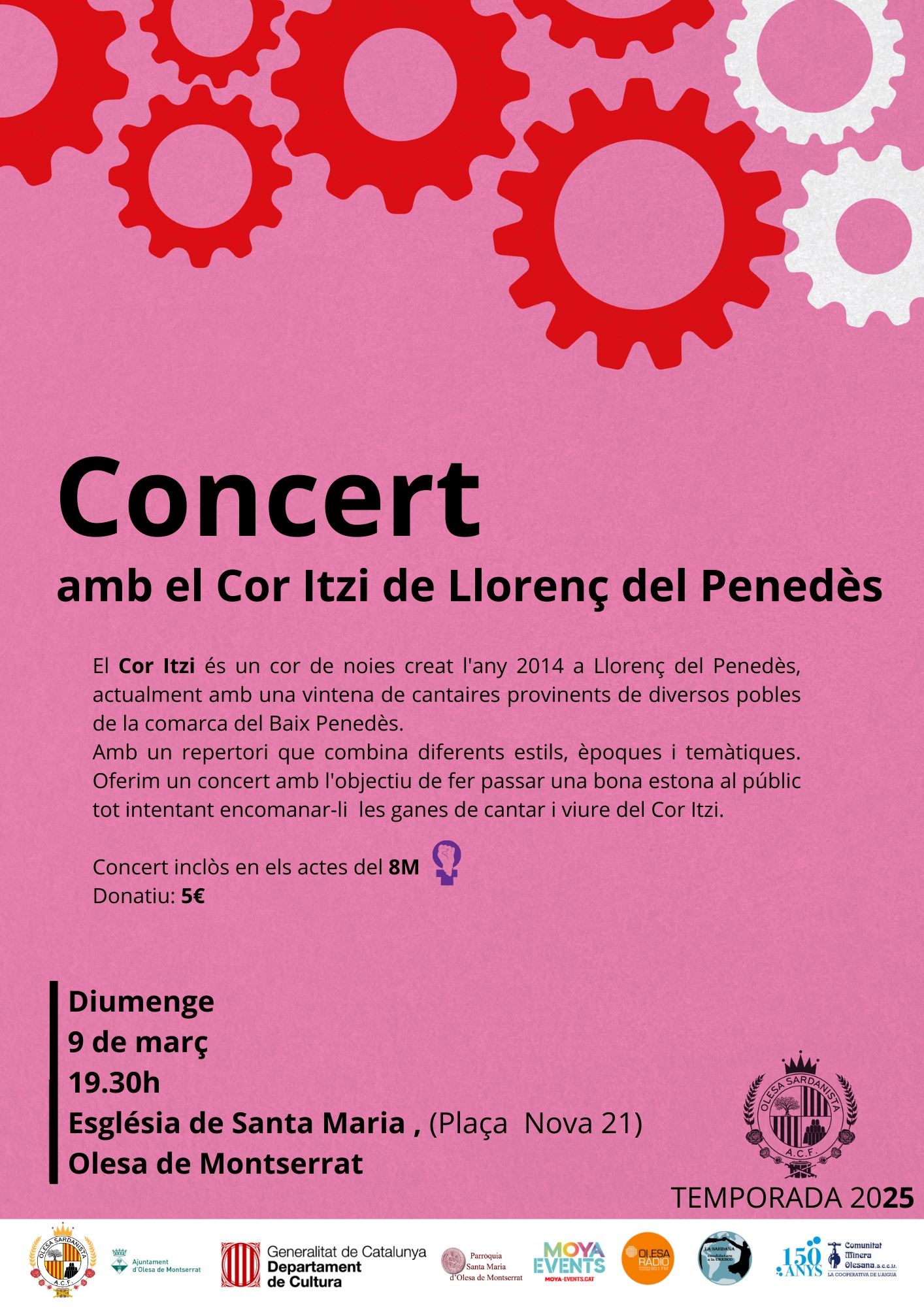 Cartell del concert del Cor Itzi pel 8m de 2025