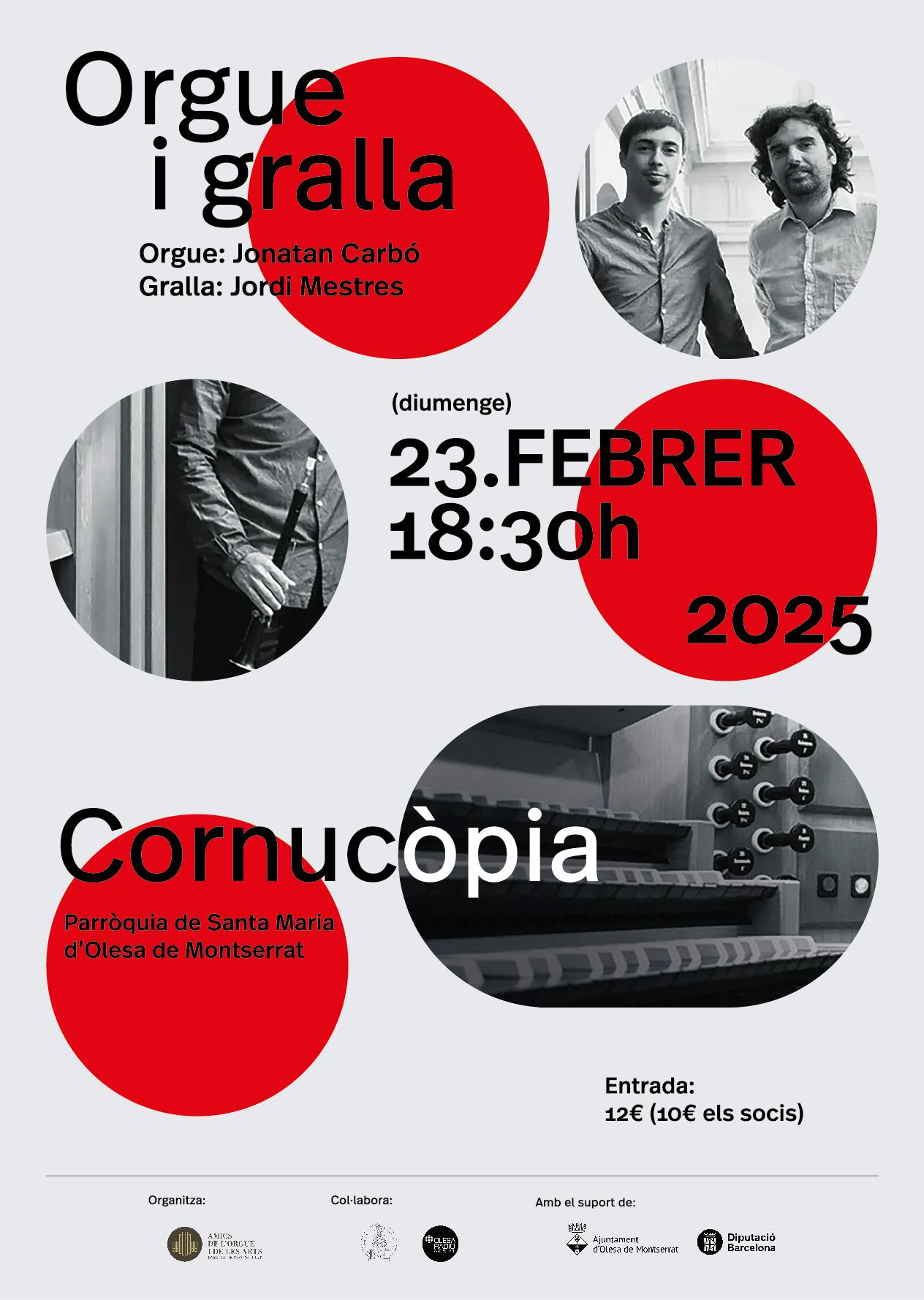 Cartell del concert d'orgue i gralla del disc cornucòpia de febrer de 2025