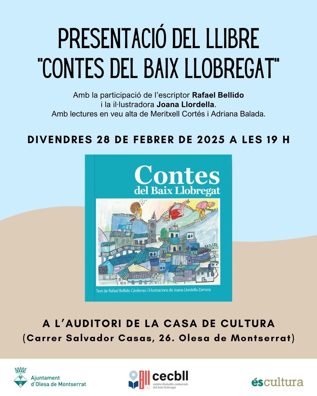 Cartell de la presentació del llibre "Contes del Baix Llobregat" febrer 2025