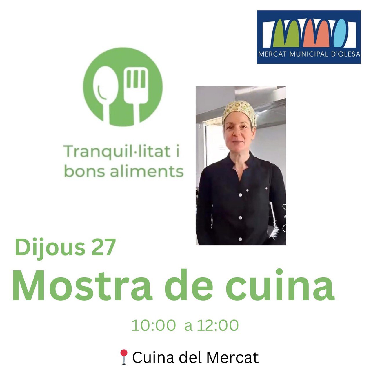 Cartell de la mostra de cuina al Mercat Municipal pel dijous llarder de 2025