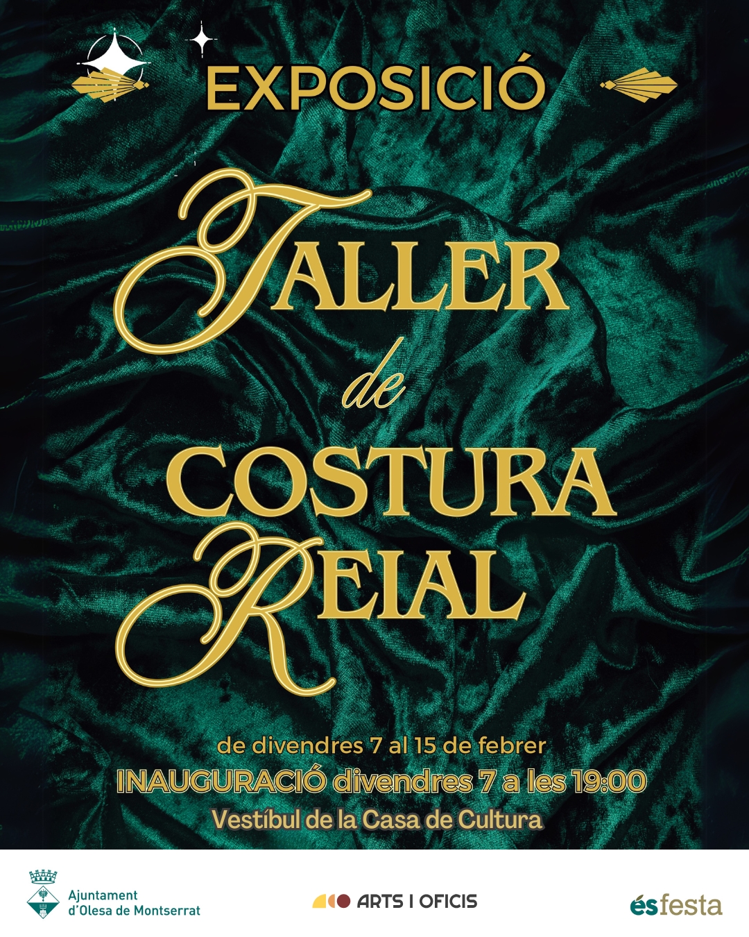 Cartell de l'exposició del Taller de Costura Reial del febrer de 2025