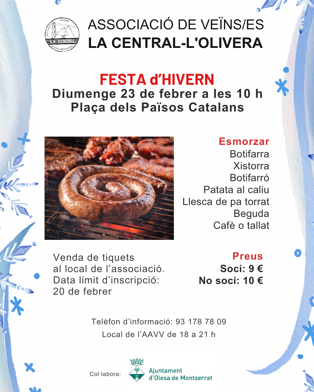 Cartell de la Festa d'Hivern 2025 de l'AAVV La Central 