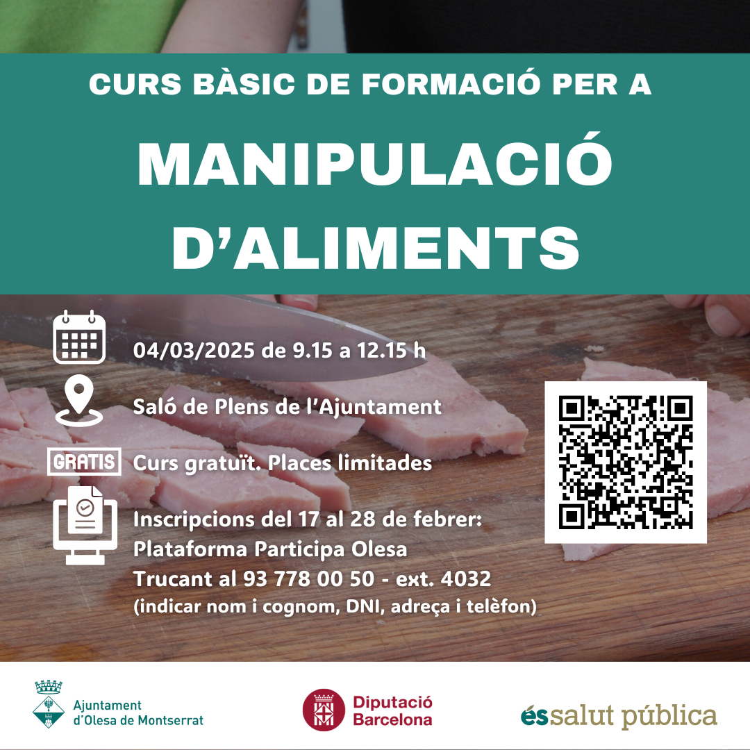 Cartell del curs de Manipulador d'aliments del març de 2025