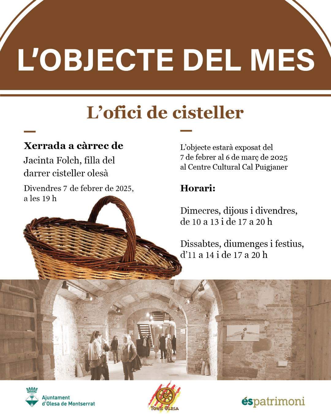 Cartell de l'Objecte del Mes de febrer de 2025 al Centre Cultural Cal Puigjaner