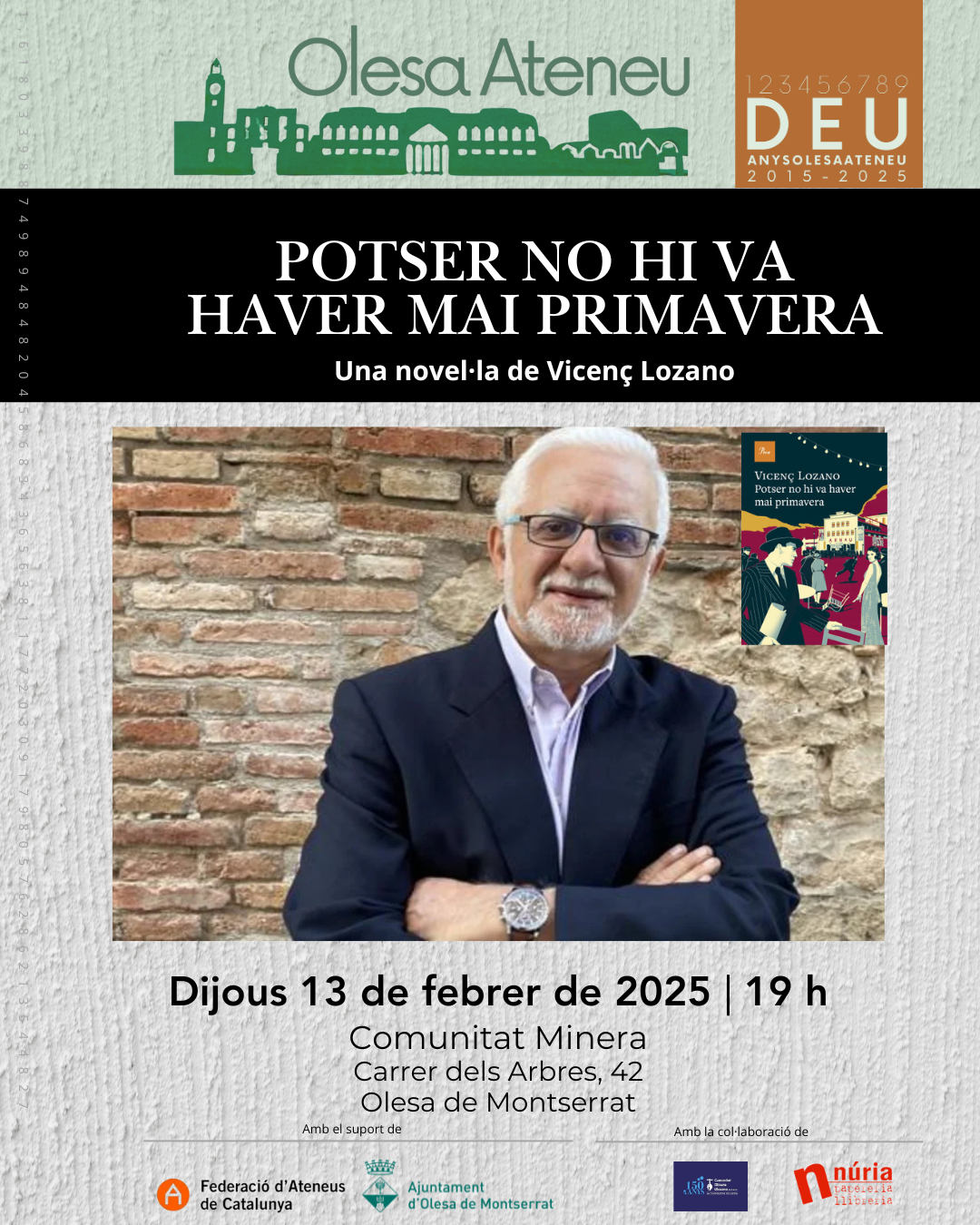 Cartell de la presentació del llibre Potser no hi va haver mai primavera de Vicenç Lozano