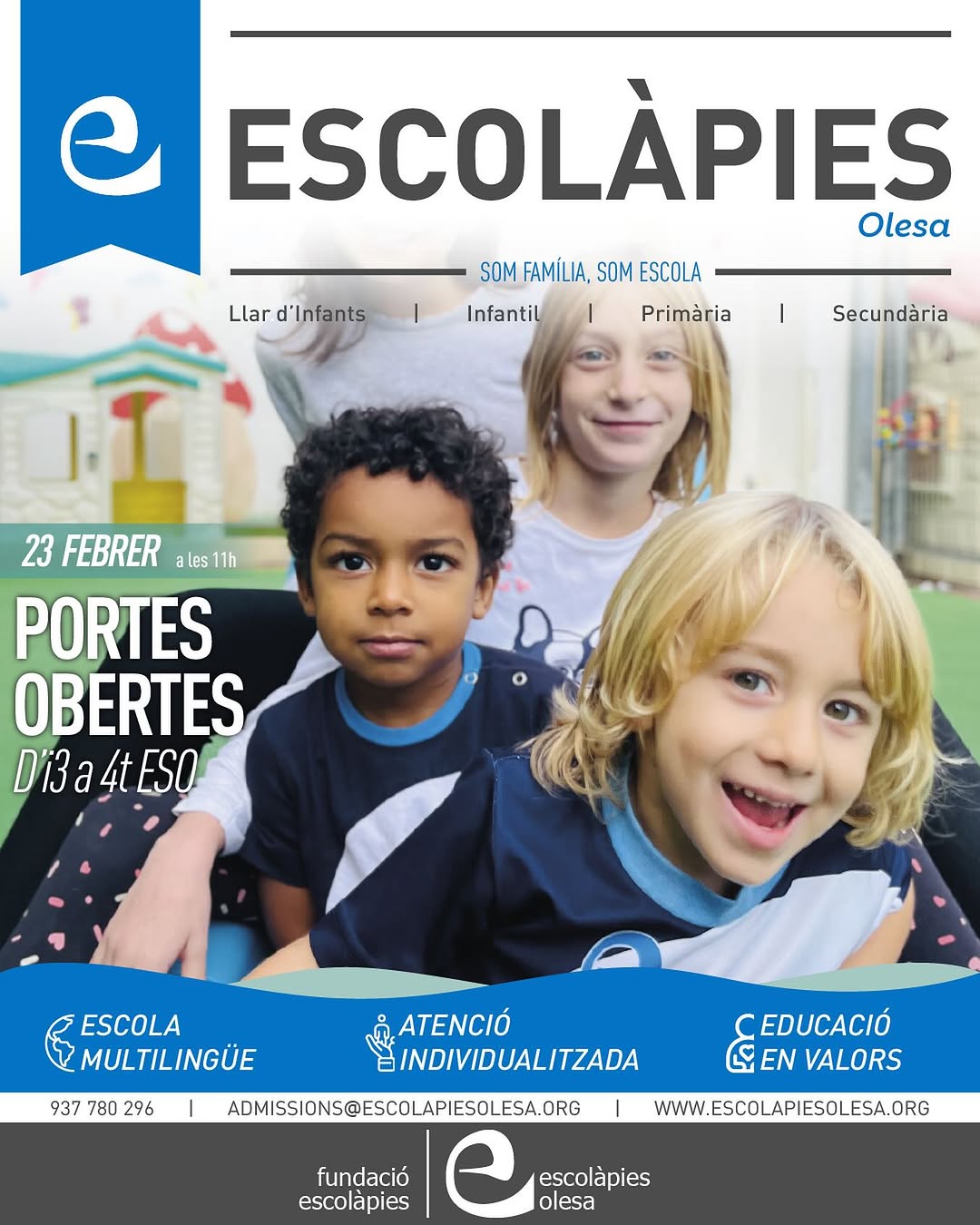 Cartell de la jornada de portes obertes de 2025 de l'Escolàpies Olesa