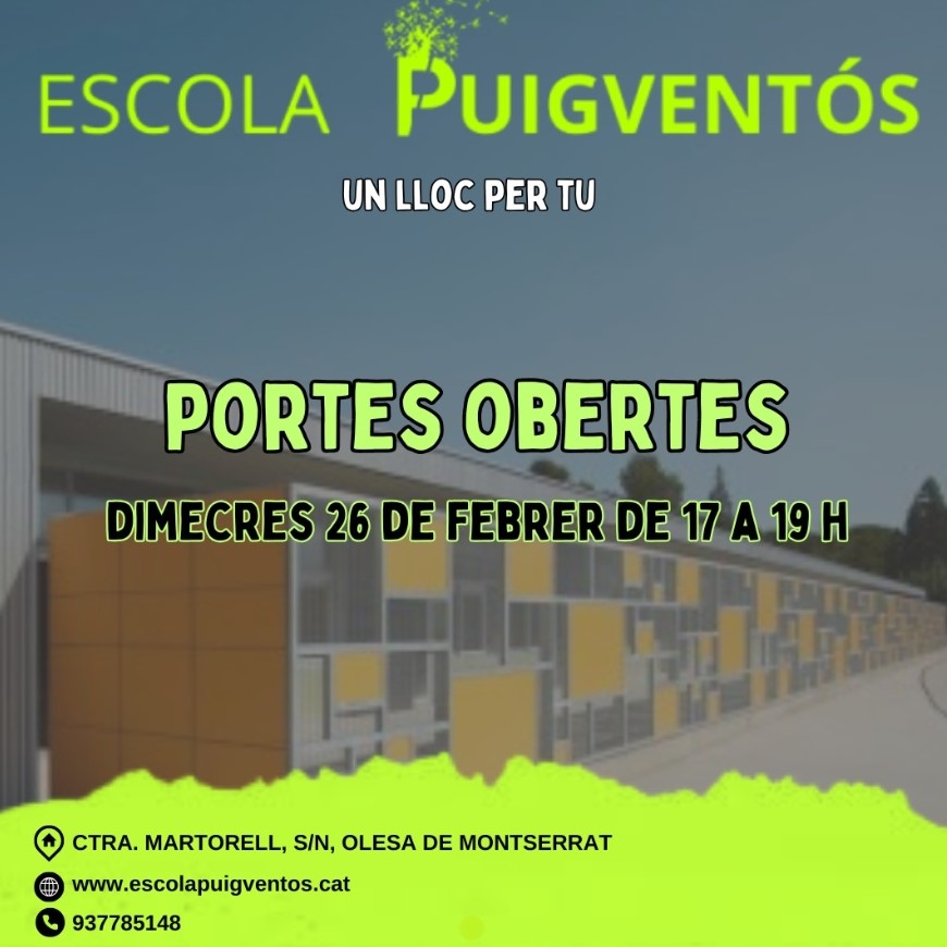 Cartell de les portes obertes 2025 de l'Escola Puigventós