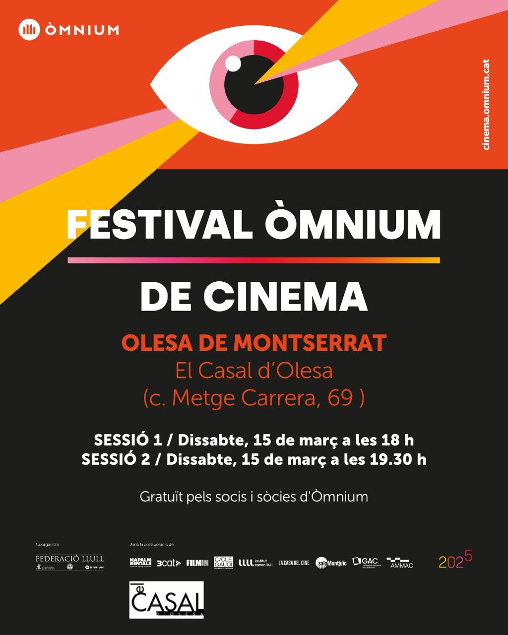 Cartell del Festival Òmnium de Cinema a Olesa pel març de 2025