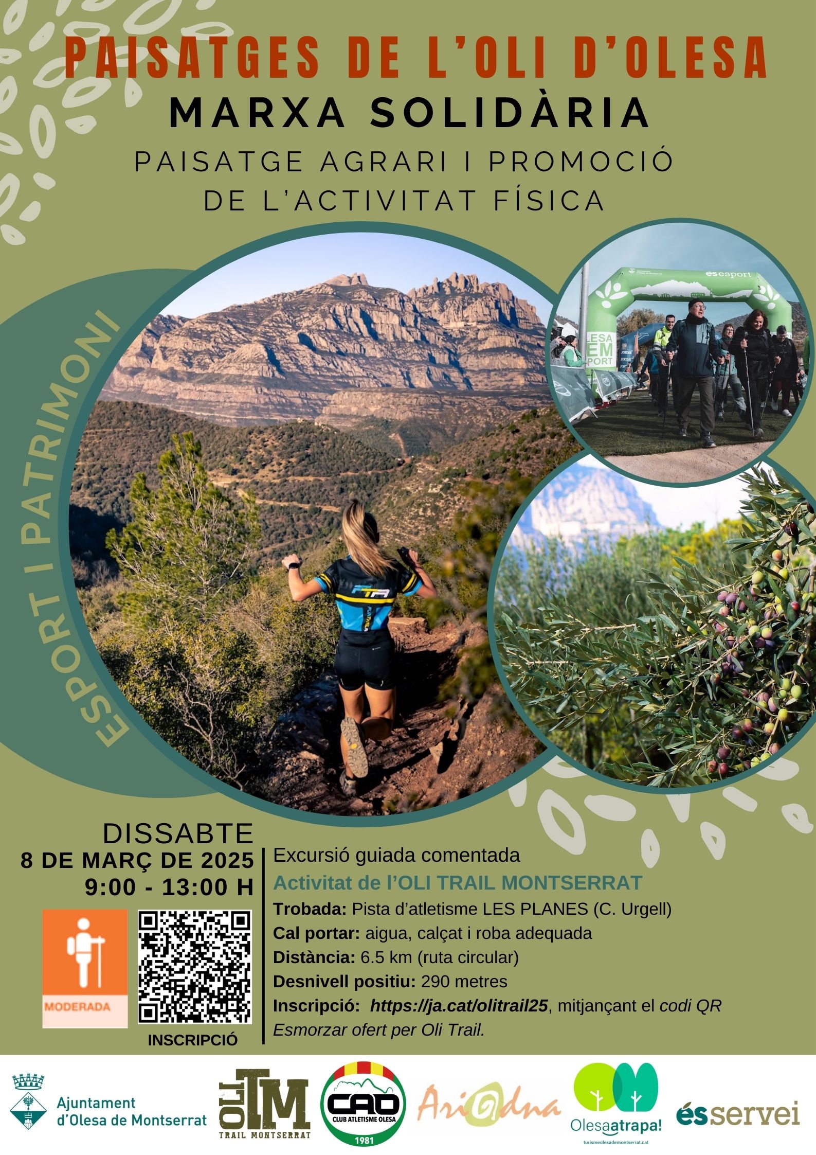 Cartell de l'excursió solidària Paisatges de l'oli d'olesa, una sortida comentada març de 2025