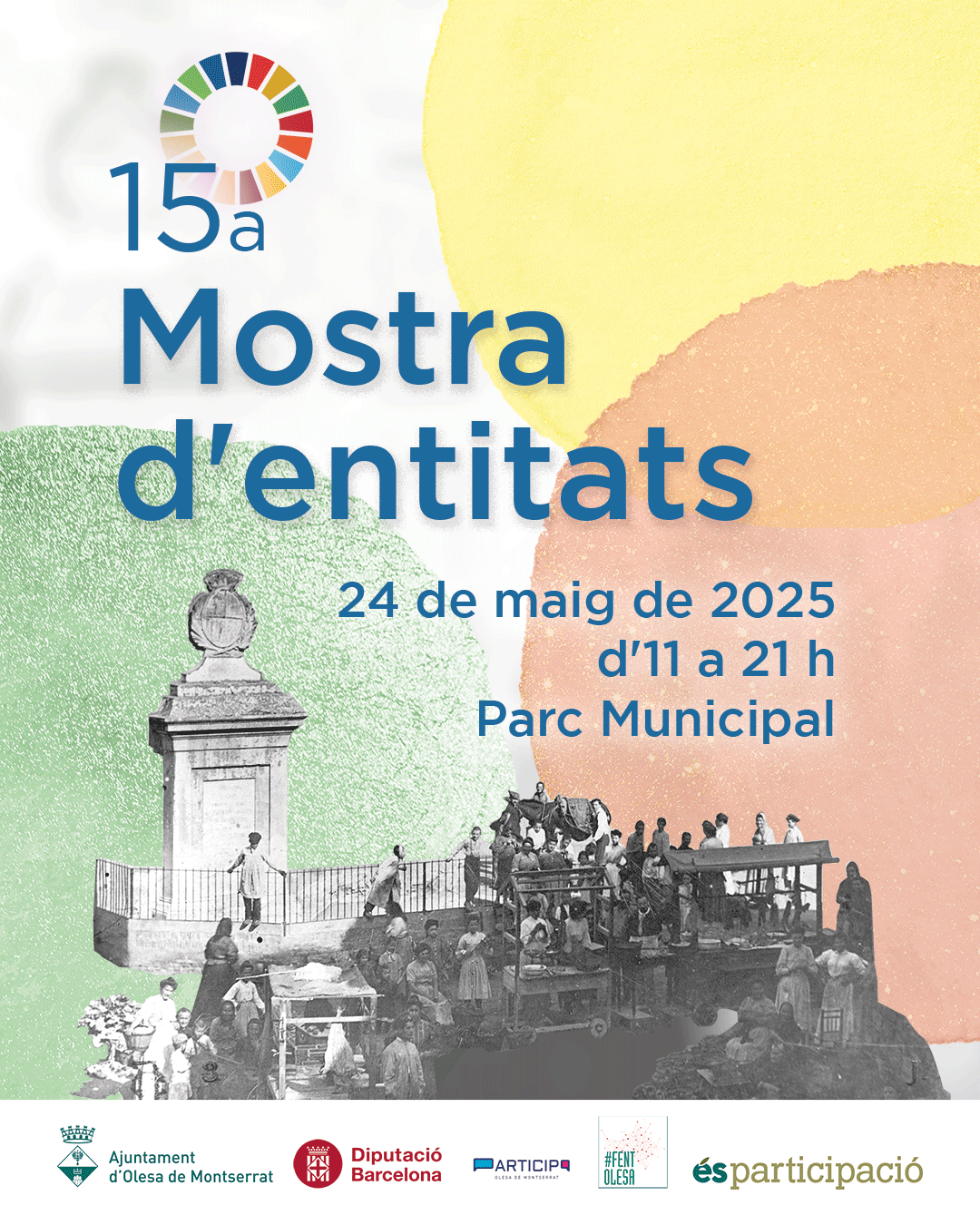 Cartell de la 15a Mostra d'Entitats d'Olesa pel maig de 2025