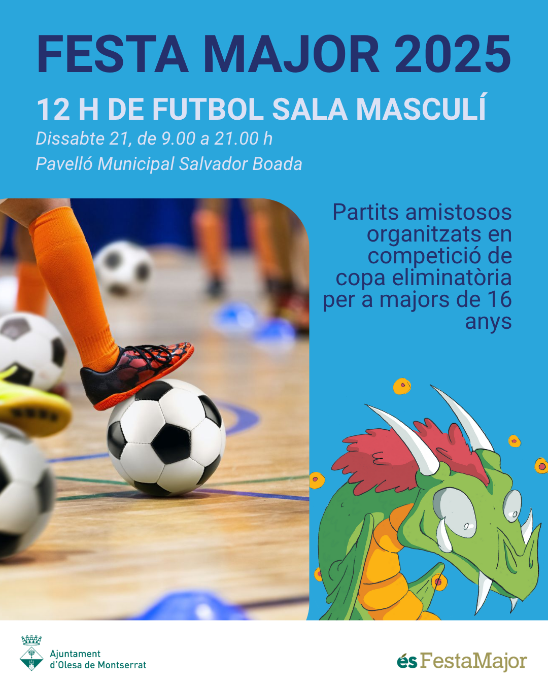 Cartell de les 12 h de futbol sala per la festa major de 2025