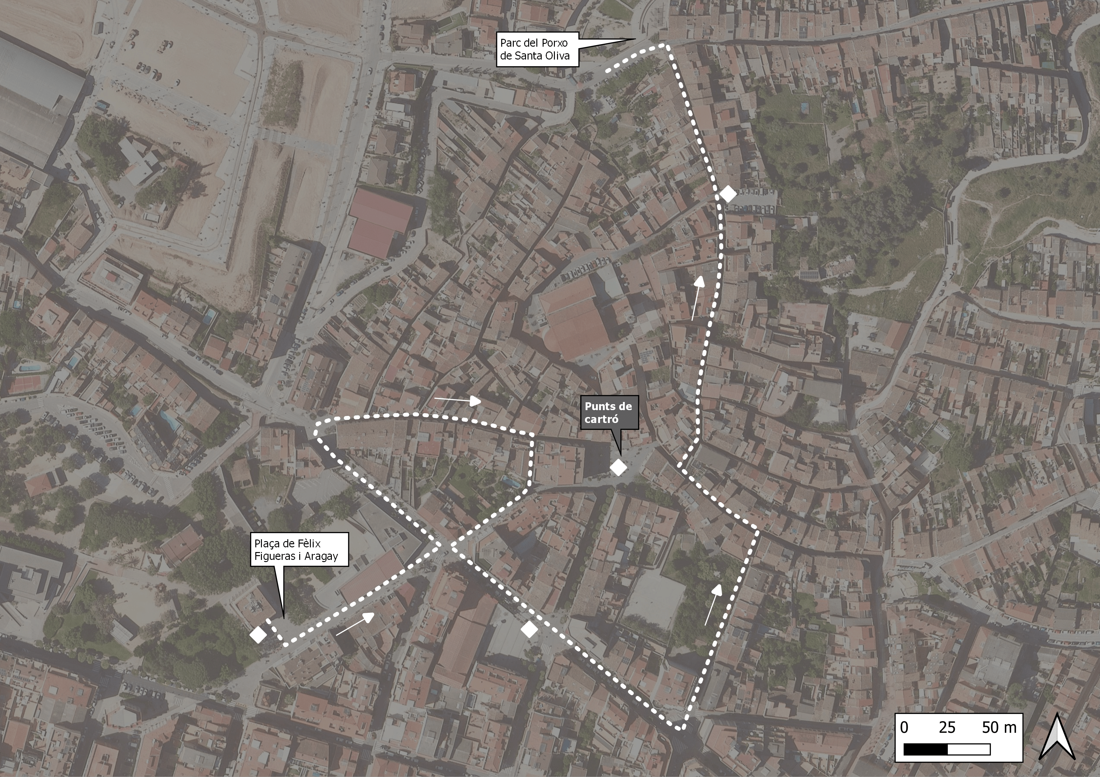Mapa amb el recorregut del correfoc de Santa Oliva 2023